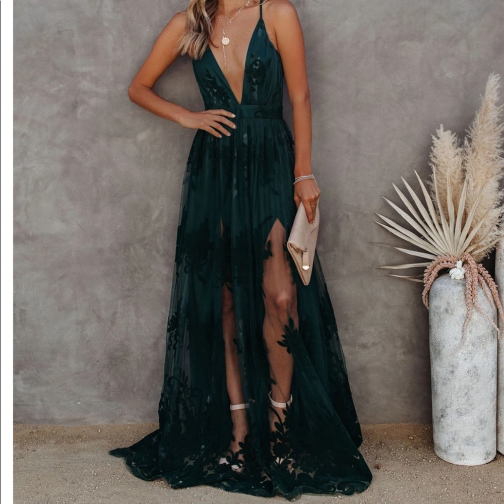 Hunter green maxi dress